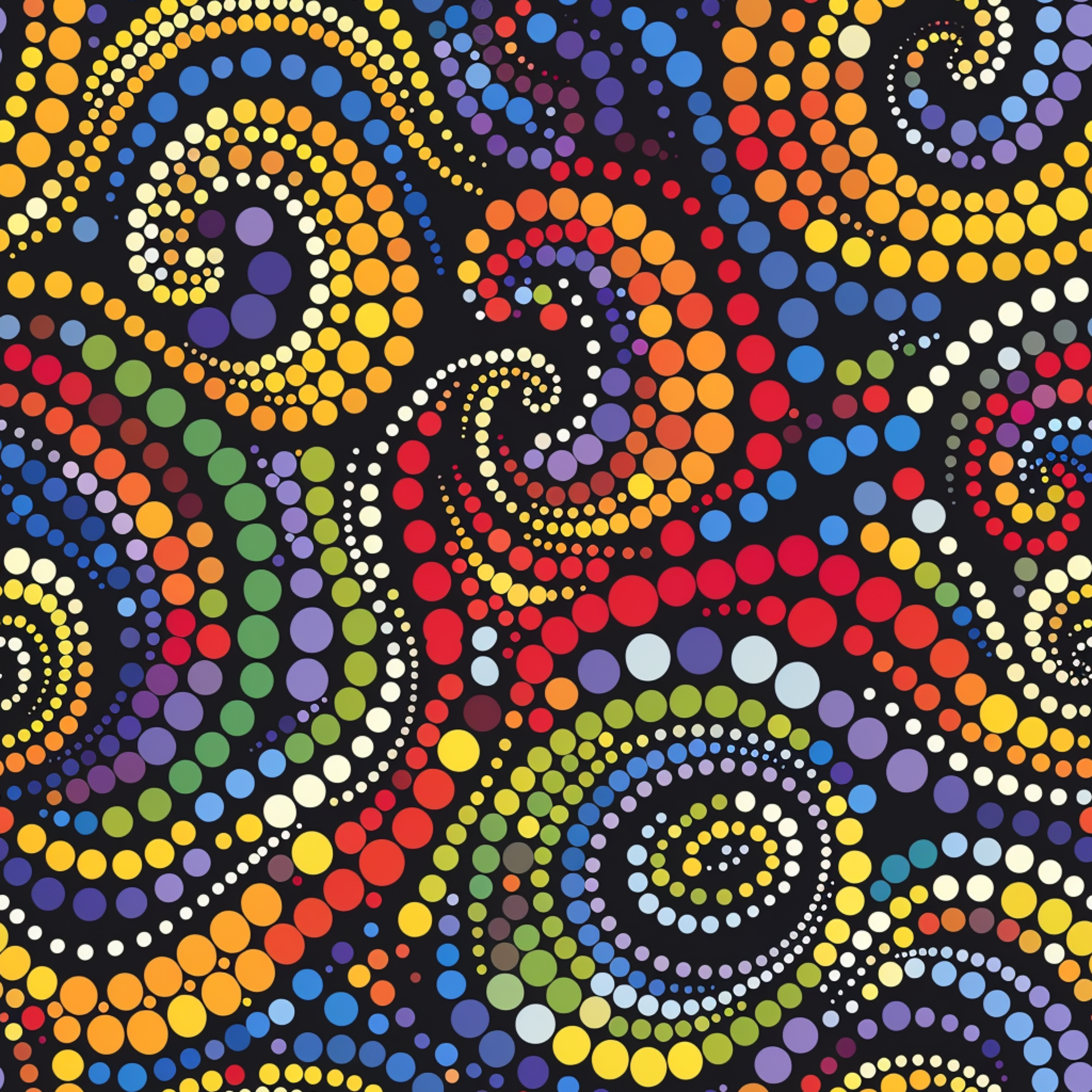 Colourful dot-art pattern honouring First Nations culture